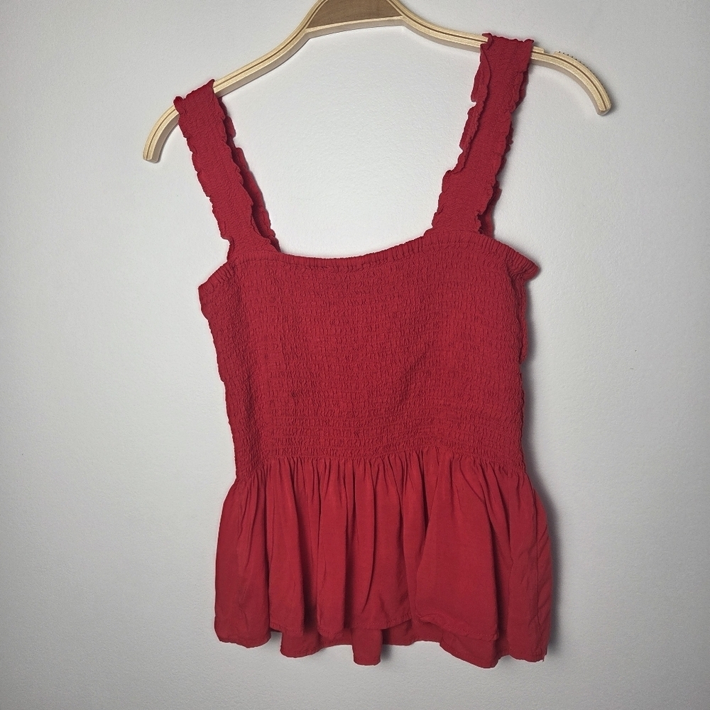 Elodie Red Smocked Peplum Tank Top - Picture 10 of 12